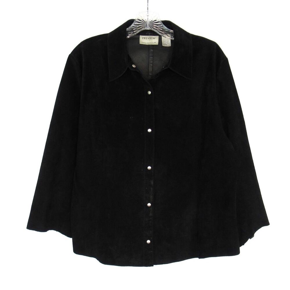 PREVIEW COLLECTION Vintage Black Leather Suede Lightweight Button Jacket Size XL